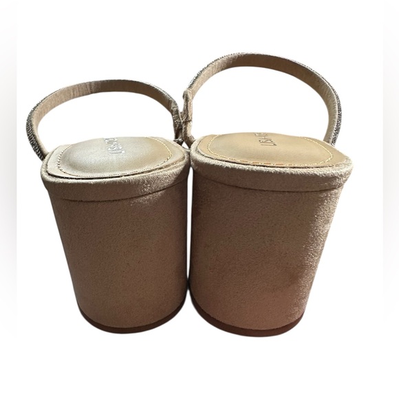 Lisa Vicky Women’s Mood V Silver Hotfix Block Heels Slip On Sandal Size 7 M New - Picture 3 of 7